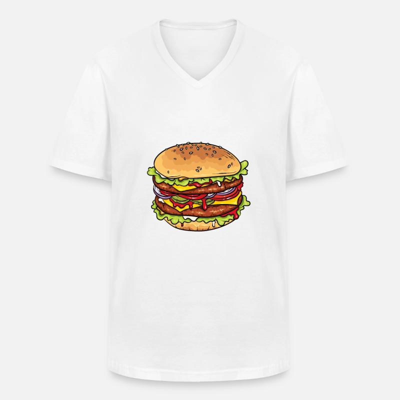 Burger - Männer-T-Shirt mit V-Ausschnitt - Weiß