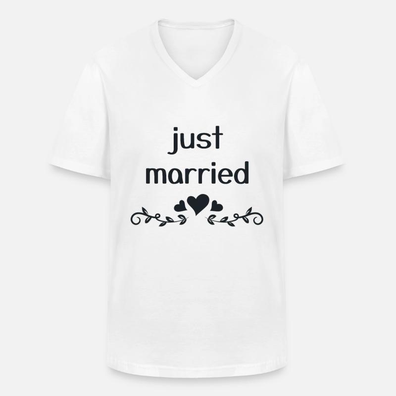 just married - Männer-T-Shirt mit V-Ausschnitt - Weiß