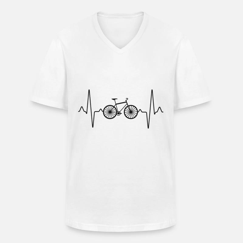 Fahrrad Herzschlag - Männer-T-Shirt mit V-Ausschnitt - Weiß