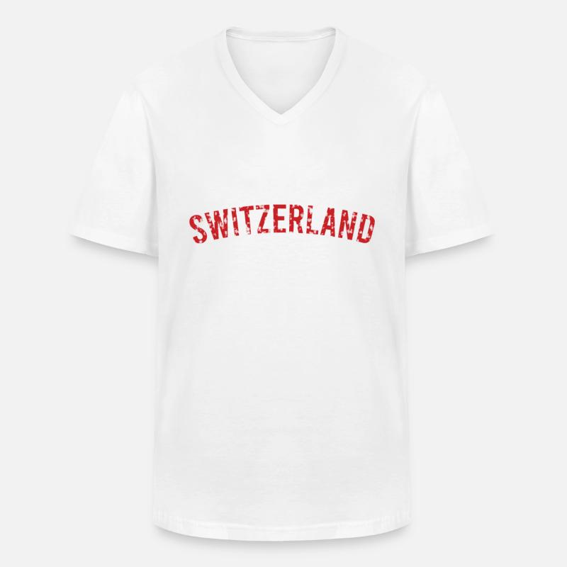 Schweiz - Männer-T-Shirt mit V-Ausschnitt - Weiß