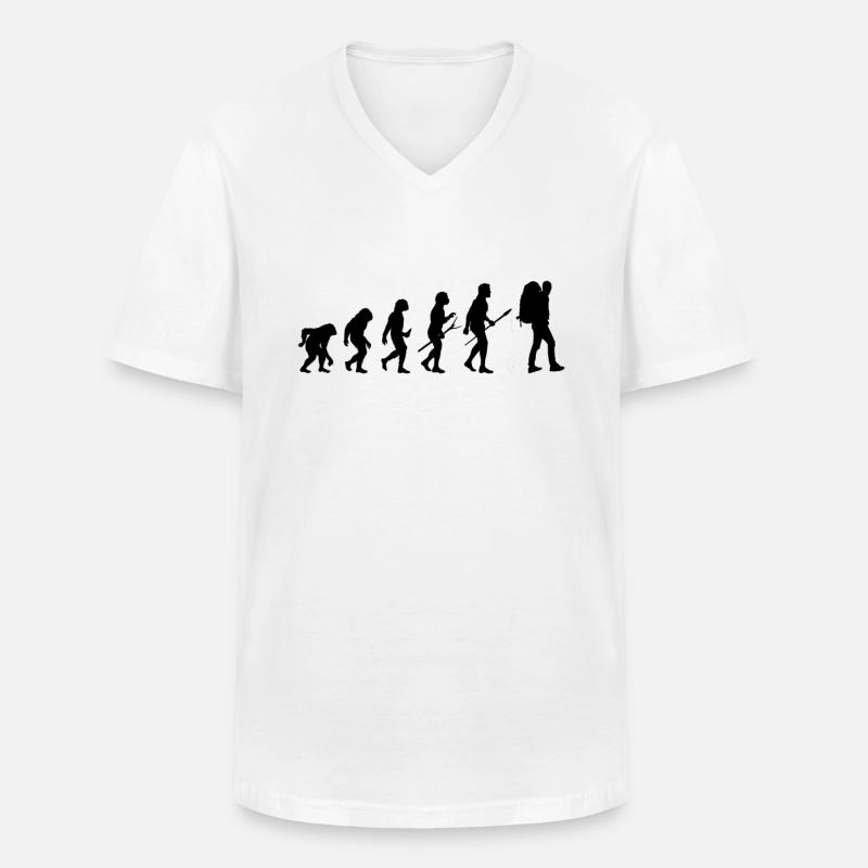 Wandern Wanderer Evolution - Männer-T-Shirt mit V-Ausschnitt - Weiß