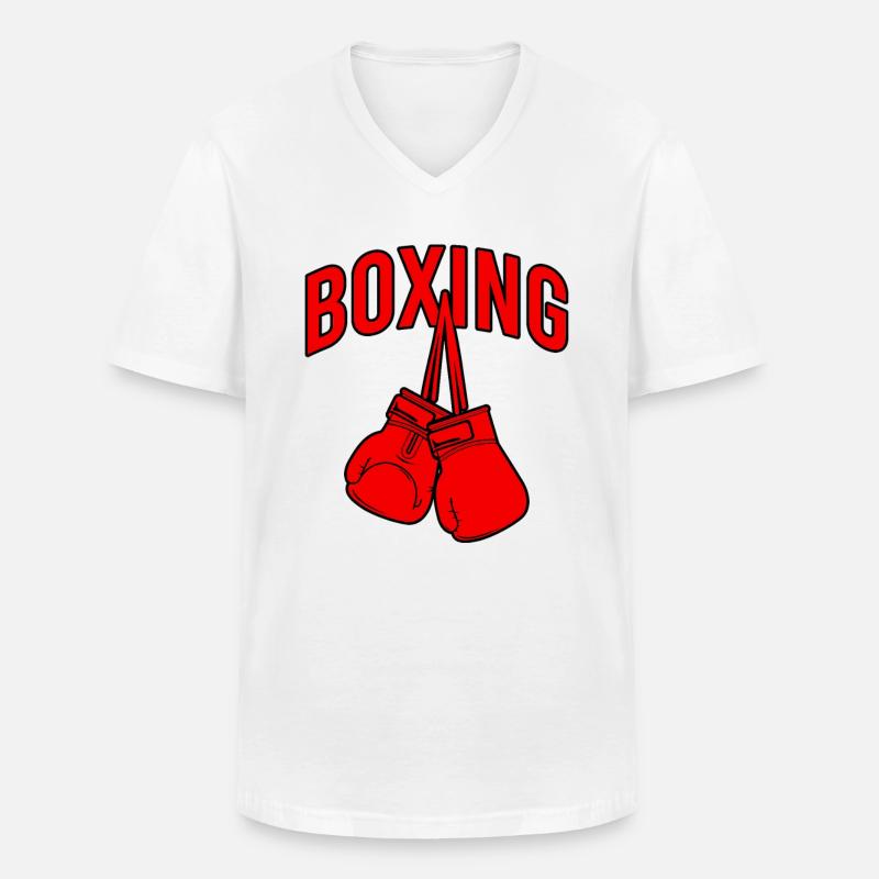 Boxen - Männer-T-Shirt mit V-Ausschnitt - Weiß