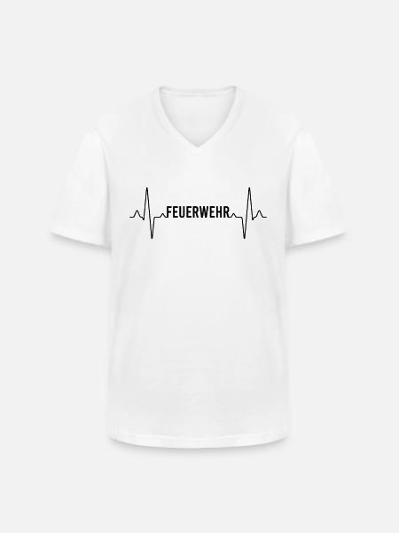 Feuerwehr Herzschlag - Männer-T-Shirt mit V-Ausschnitt - Weiß