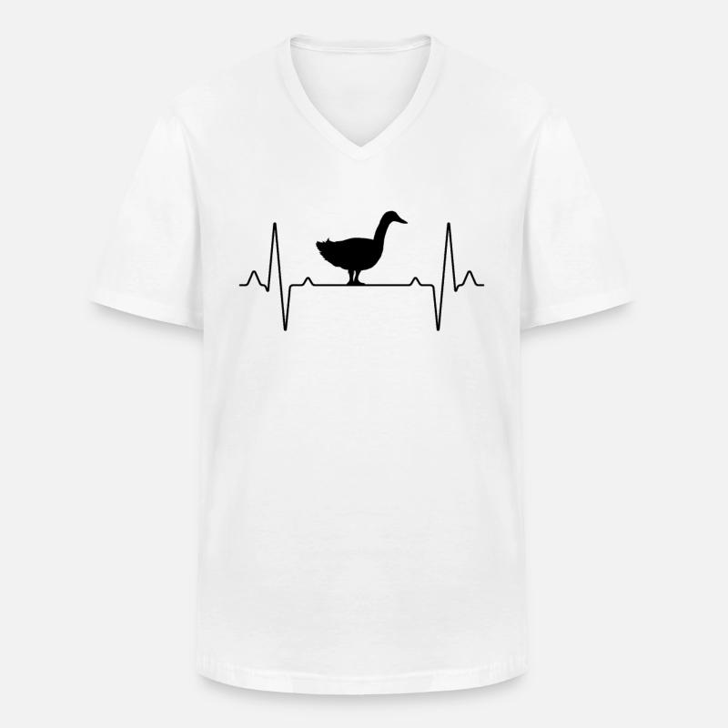 Gans Herzschlag - Männer-T-Shirt mit V-Ausschnitt - Weiß