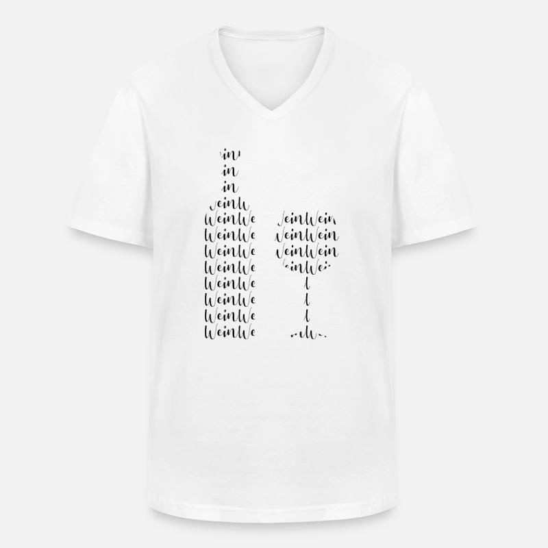 Wein Silhouette - Männer-T-Shirt mit V-Ausschnitt - Weiß
