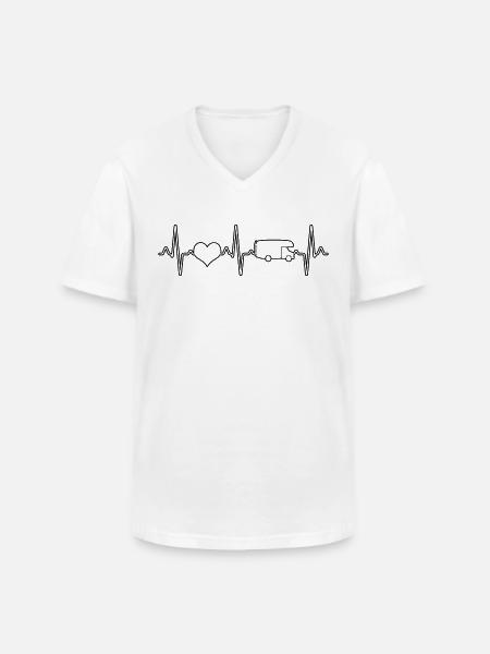 Wohnmobil Campen Herzschlag - Männer-T-Shirt mit V-Ausschnitt - Weiß