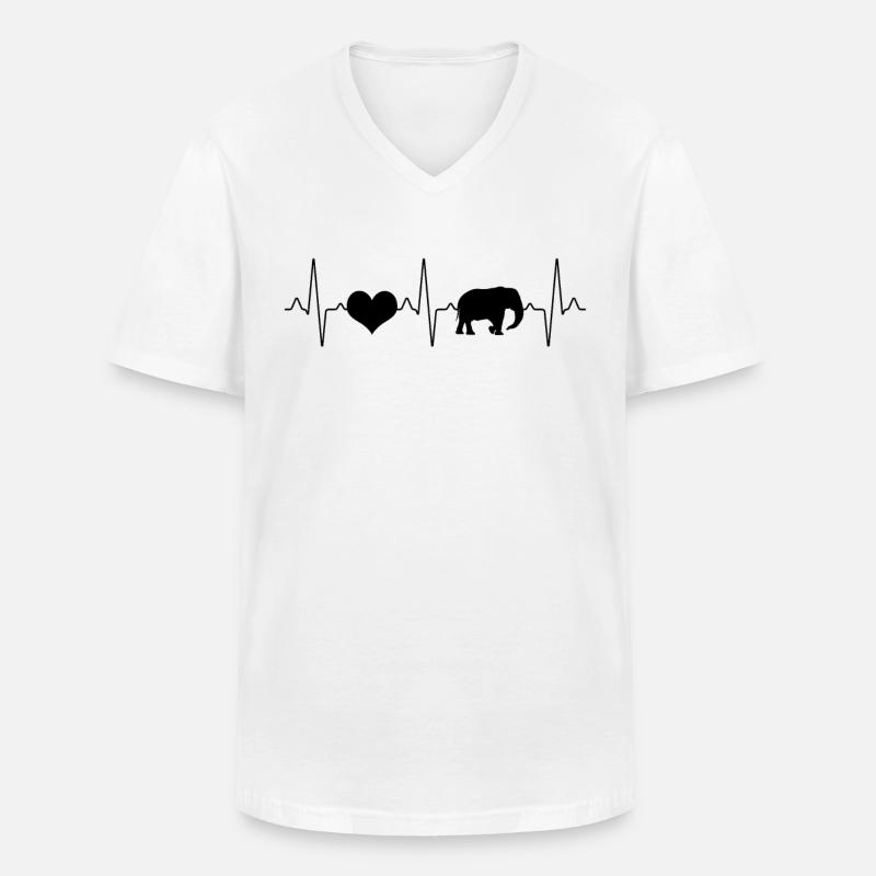 Elefant Herzschlag - Männer-T-Shirt mit V-Ausschnitt - Weiß