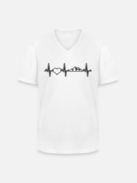 Mountain Mountains Heartbeat - Men's V-Neck T-Shirt - white