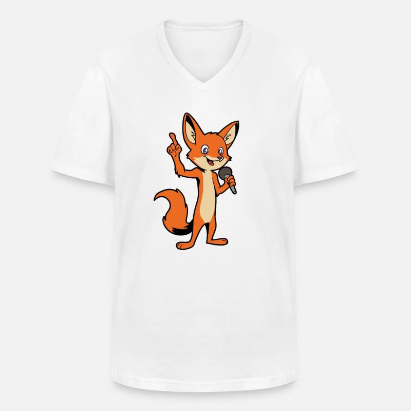 Singendes Füchslein mit Mikrofon - Fuchs - Männer-T-Shirt mit V-Ausschnitt - Weiß