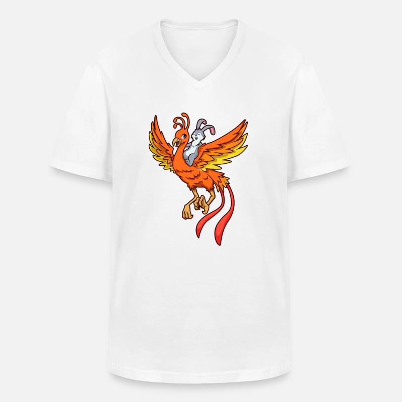 Hase reitet auf Phoenix - Männer-T-Shirt mit V-Ausschnitt - Weiß