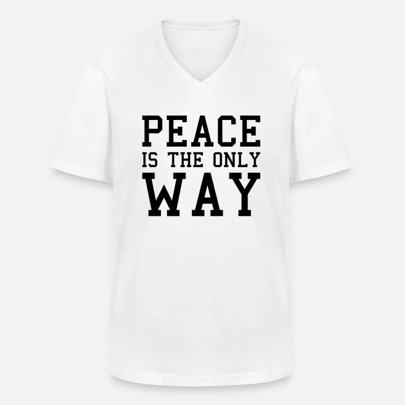 Frieden Zusammenhalt Spruch - Männer-T-Shirt mit V-Ausschnitt - Weiß