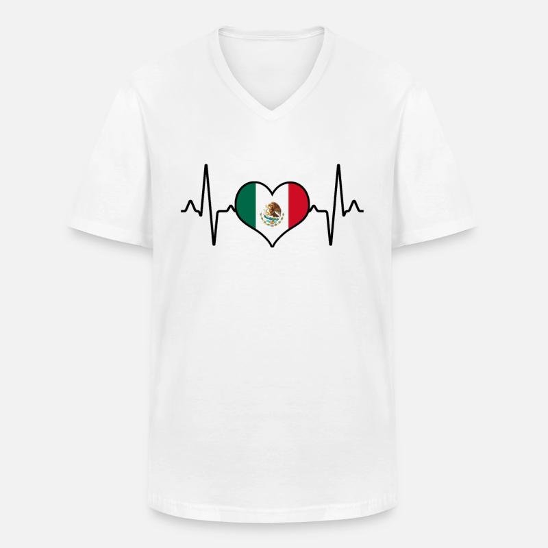 Mexiko Mexico Herzschlag - Männer-T-Shirt mit V-Ausschnitt - Weiß