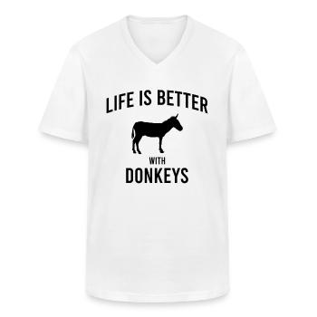 Esel Spruch - Männer-T-Shirt mit V-Ausschnitt - Weiß - Vorne - AI Model Male 185 light (185cm)