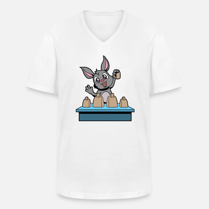Comic Rabbit joue cowbells - T-shirt col V Homme - blanc