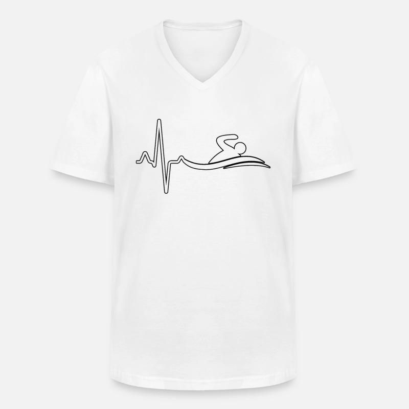 Schwimmen Herzschlag - Männer-T-Shirt mit V-Ausschnitt - Weiß