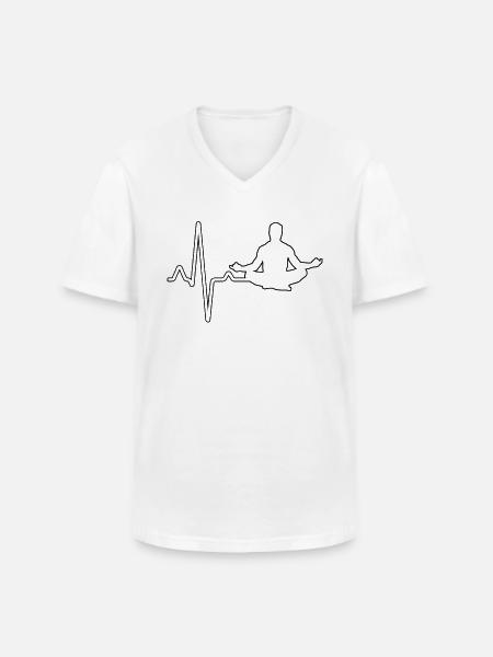 Yoga Meditation Heartbeat - Men's V-Neck T-Shirt - white