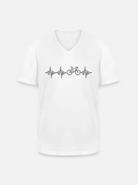 Bicycle Heartbeat - Men's V-Neck T-Shirt - white