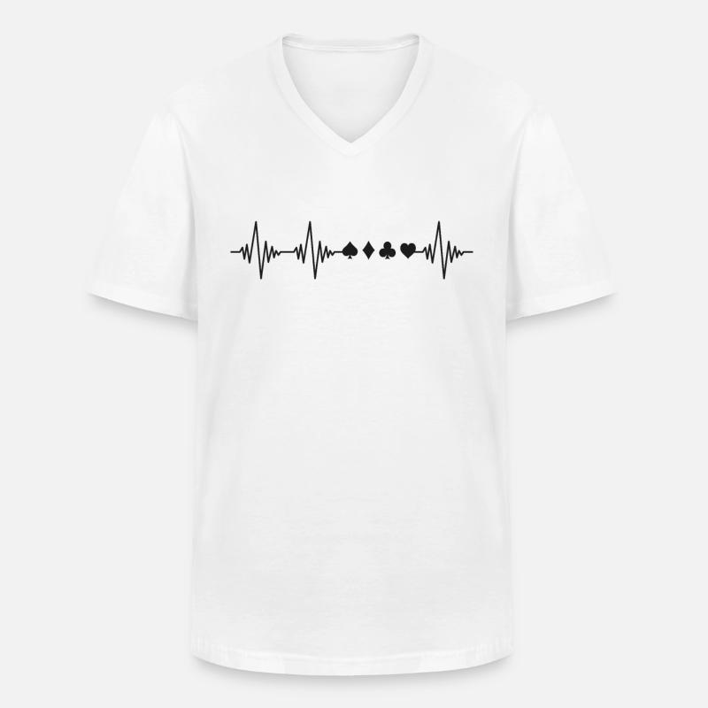 Poker Herzschlag - Männer-T-Shirt mit V-Ausschnitt - Weiß