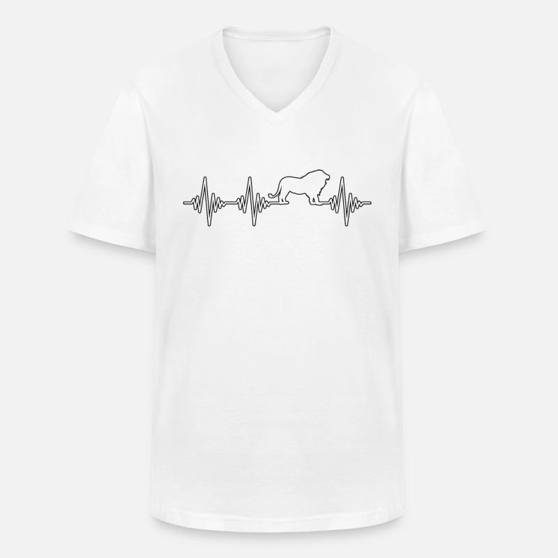 Löwe Herzschlag - Männer-T-Shirt mit V-Ausschnitt - Weiß