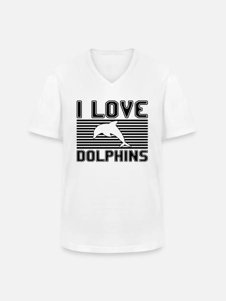 I love dolphins - Men's V-Neck T-Shirt - white