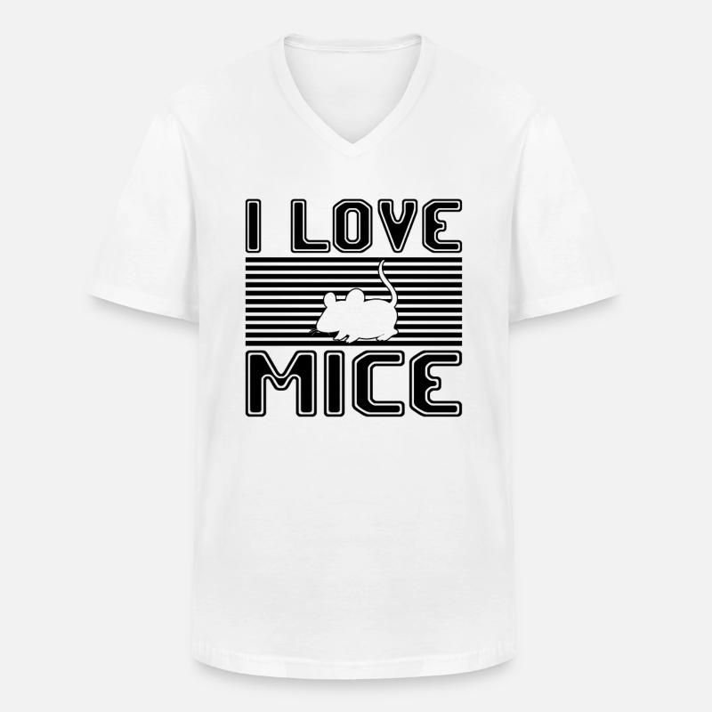 ich liebe mäuse - Männer-T-Shirt mit V-Ausschnitt - Weiß