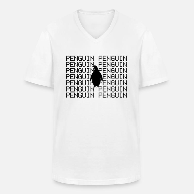 Pinguin - Männer-T-Shirt mit V-Ausschnitt - Weiß