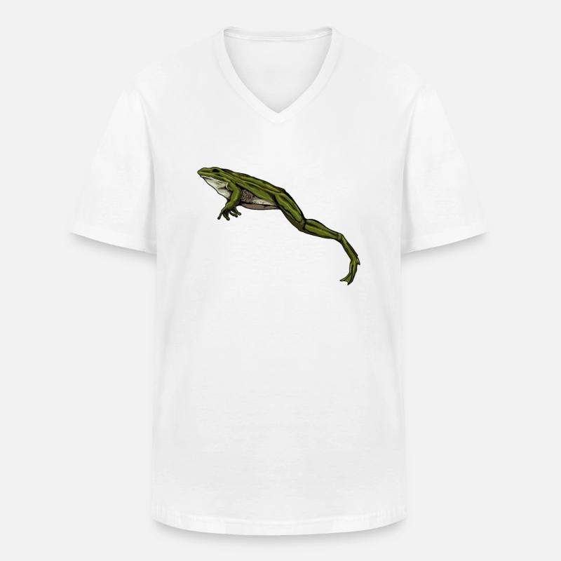 Frosch springt - Frösche - Männer-T-Shirt mit V-Ausschnitt - Weiß