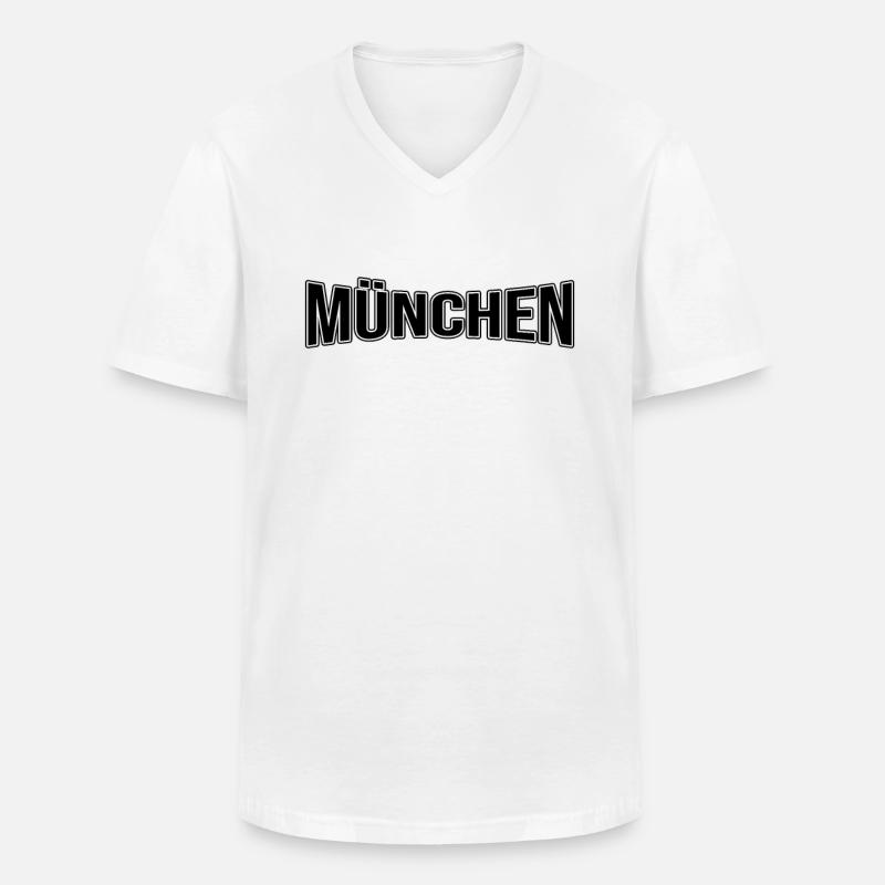 München - Männer-T-Shirt mit V-Ausschnitt - Weiß