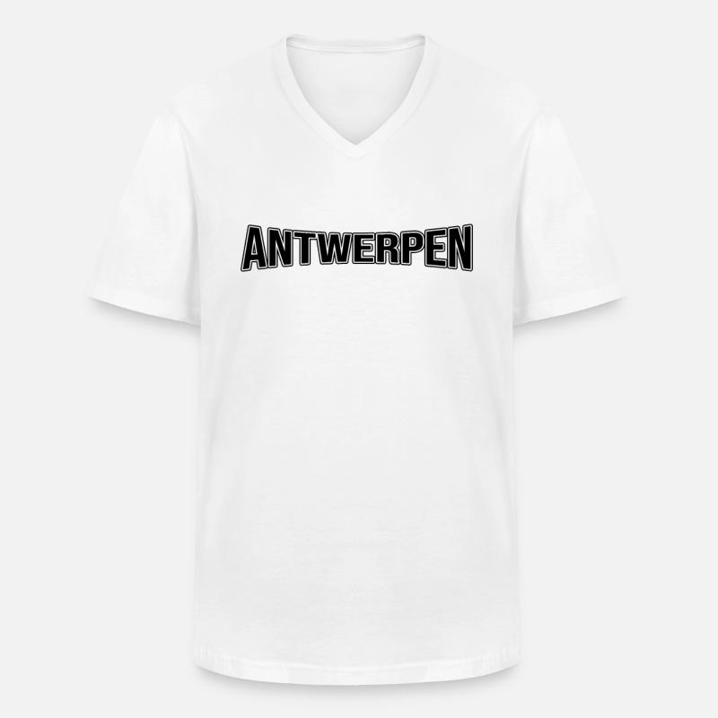 Antwerpen - Männer-T-Shirt mit V-Ausschnitt - Weiß