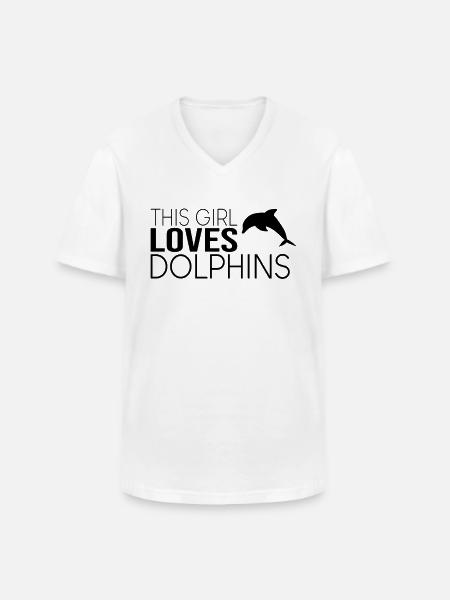This girl loves dolphins - Men's V-Neck T-Shirt - white