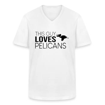 Type Pelikan Dicton - T-shirt col V Homme - blanc - Devant - AI Model Male 185 light (185cm)