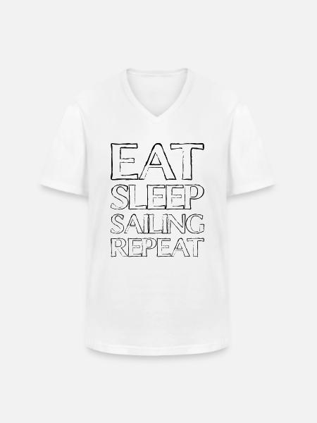 Eating Sleep Sailing - Men's V-Neck T-Shirt - white