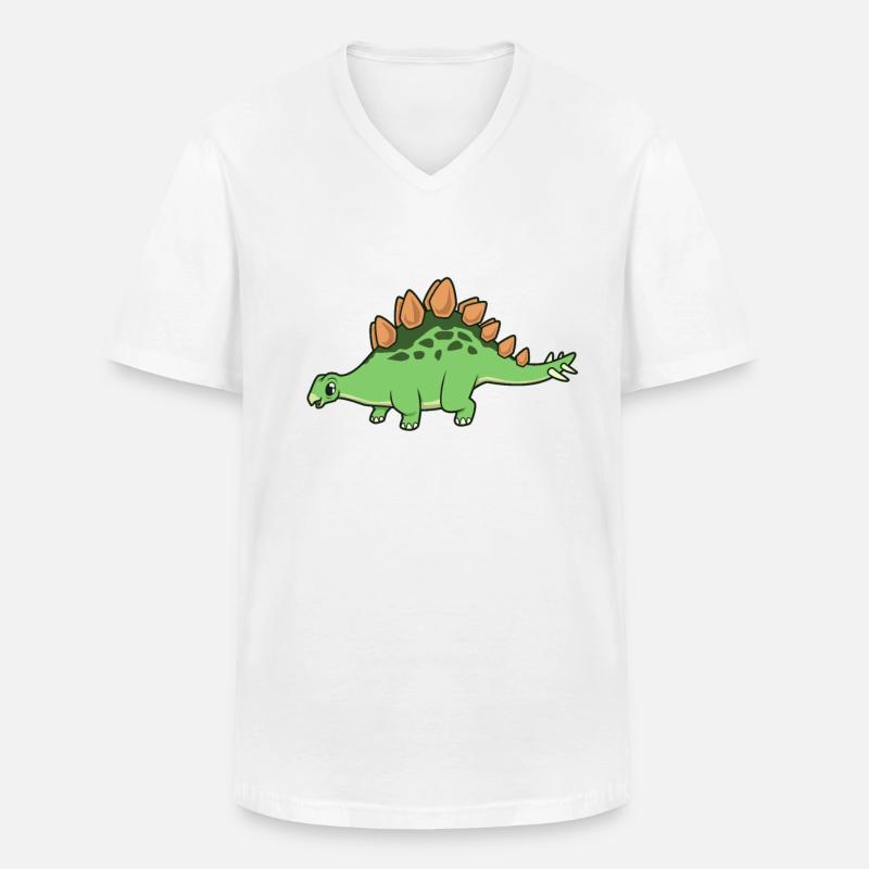 Kawaii Stegosaurus - Men's V-Neck T-Shirt - white