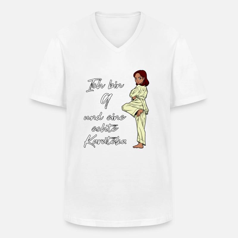 Ich bin 9 - Mädchen Karate - Männer-T-Shirt mit V-Ausschnitt - Weiß