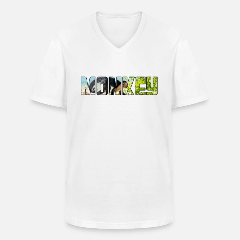 Affe - Männer-T-Shirt mit V-Ausschnitt - Weiß