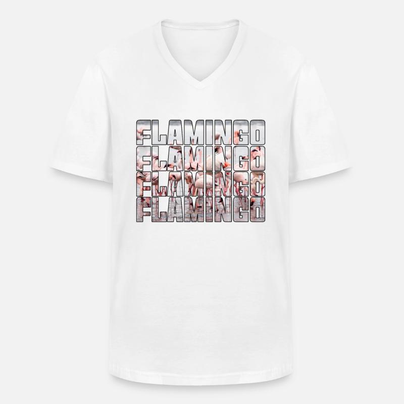 Flamingo - Männer-T-Shirt mit V-Ausschnitt - Weiß