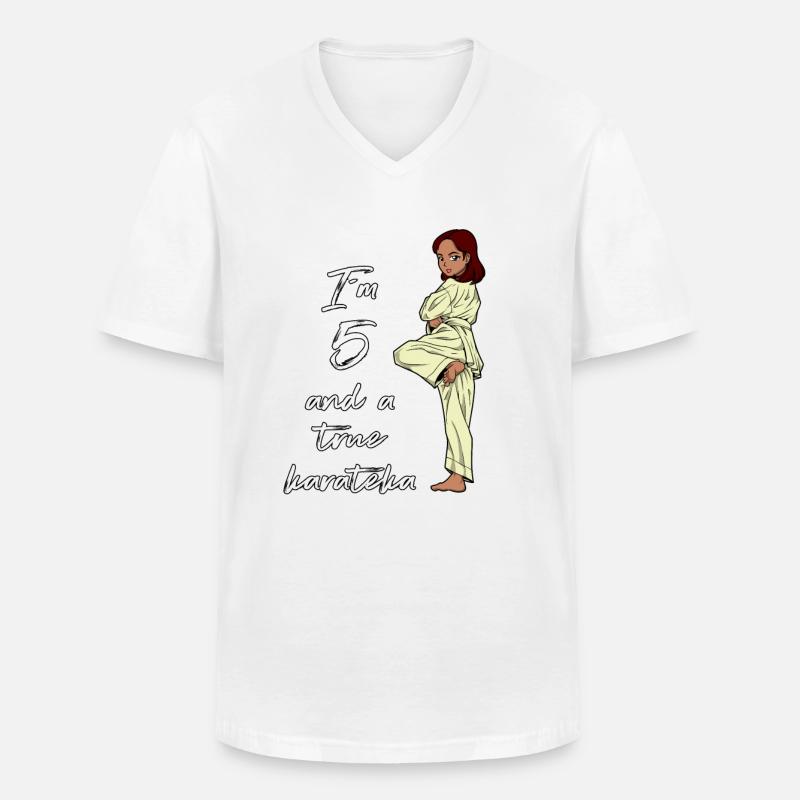Ich bin 5 - Mädchen Karate - Männer-T-Shirt mit V-Ausschnitt - Weiß