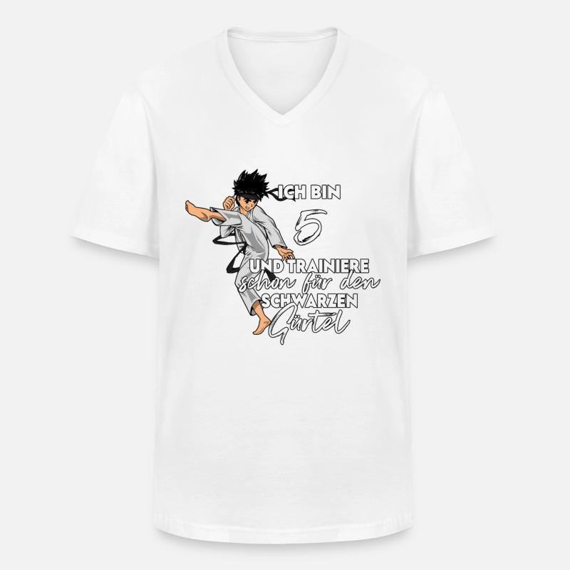 Ich bin 5 - Jungen Karate - Männer-T-Shirt mit V-Ausschnitt - Weiß