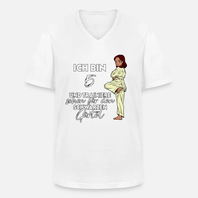 Ich bin 5 - Mädchen Karate - Männer-T-Shirt mit V-Ausschnitt - Weiß