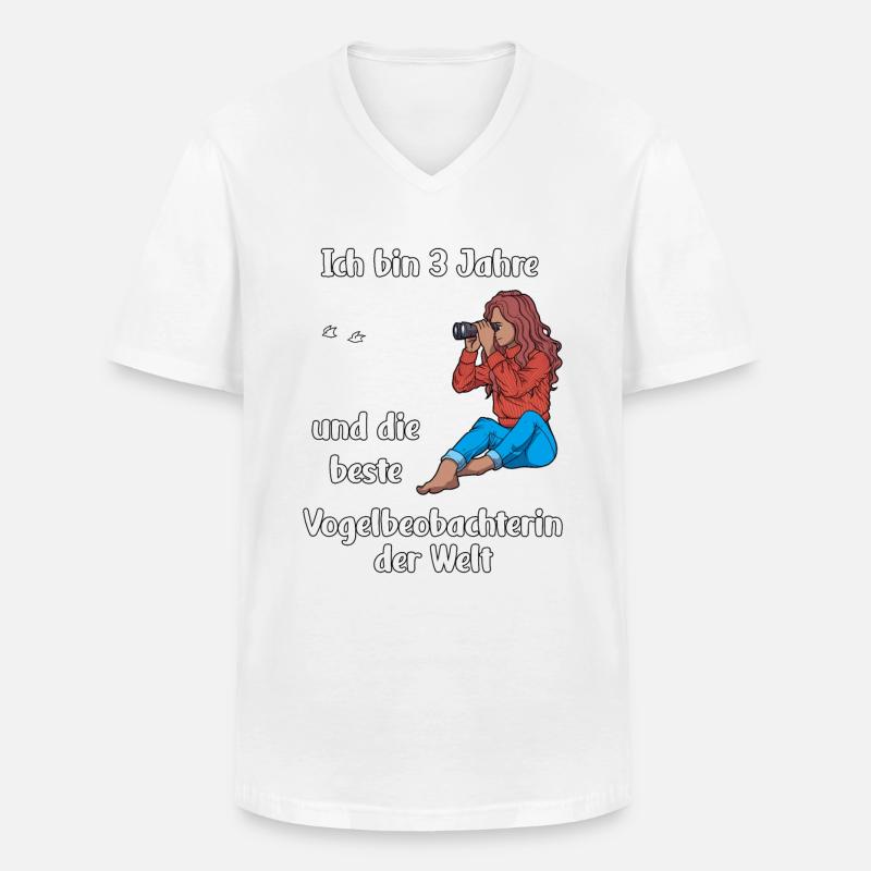 Ich bin 3 - Mädchen Vogelbeobachtung - Männer-T-Shirt mit V-Ausschnitt - Weiß