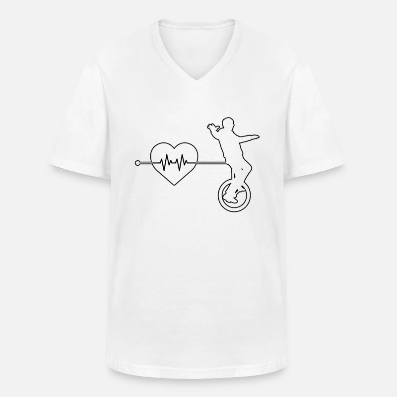 Einrad Herzschlag - Männer-T-Shirt mit V-Ausschnitt - Weiß