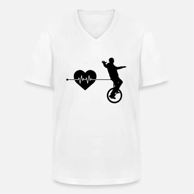 Einrad Herzschlag - Männer-T-Shirt mit V-Ausschnitt - Weiß