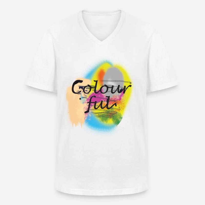 bunte Farben - Männer-T-Shirt mit V-Ausschnitt - Weiß