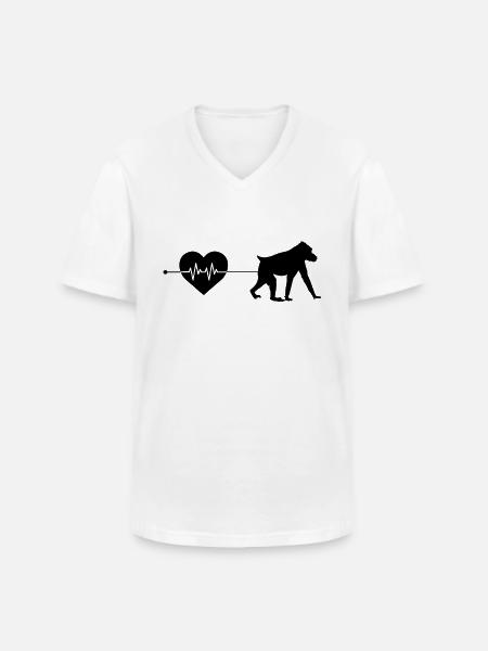 Affe Herzschlag - Männer-T-Shirt mit V-Ausschnitt - Weiß