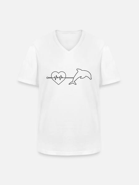 Delfin Herzschlag - Männer-T-Shirt mit V-Ausschnitt - Weiß