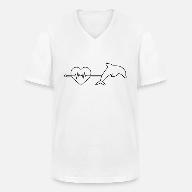 Delfin Herzschlag - Männer-T-Shirt mit V-Ausschnitt - Weiß