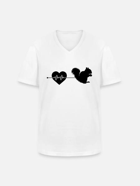 Squirrel heartbeat - Men's V-Neck T-Shirt - white