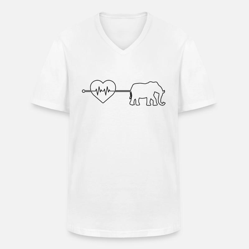 Elefant Herzschlag - Männer-T-Shirt mit V-Ausschnitt - Weiß