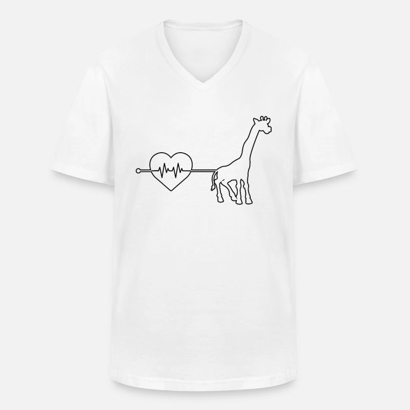 Giraffe Herzschlag - Männer-T-Shirt mit V-Ausschnitt - Weiß