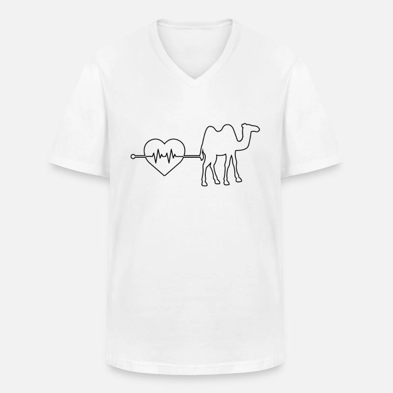Dromedar Kamel Herzschlag - Männer-T-Shirt mit V-Ausschnitt - Weiß